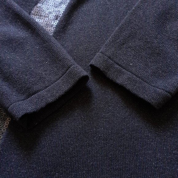 Soft Surroundings Metallic Shimmer Knit Open Cardigan Sequin Trim Gray Size L - Picture 10 of 12